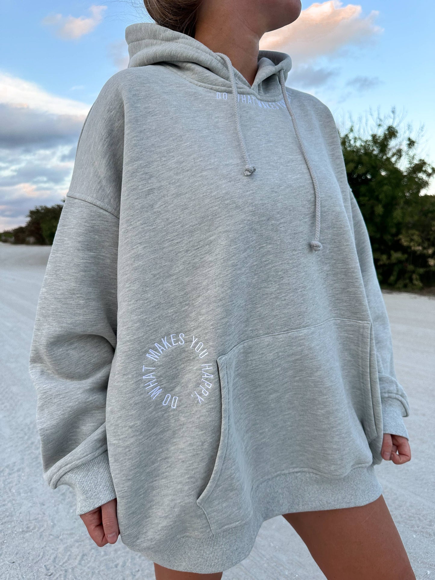 Do What Makes You Happy Embroider Hoodie: Afternoon Gray