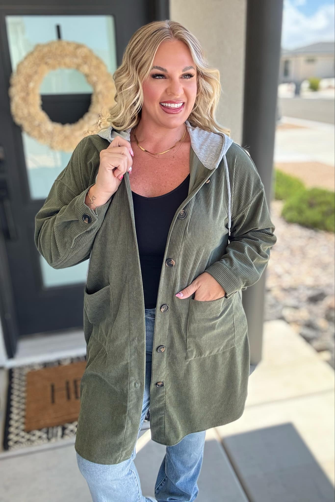 Hooded Corduroy Shacket