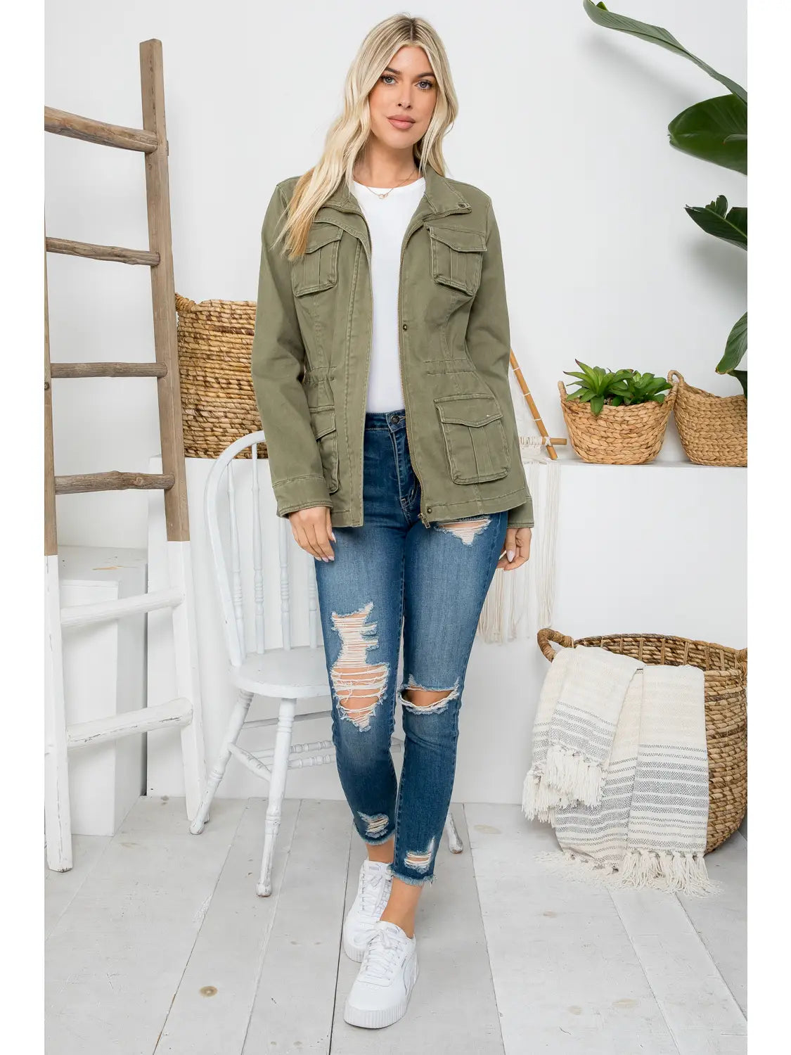 Heavy Twill Garment Washed Anorak Jacket