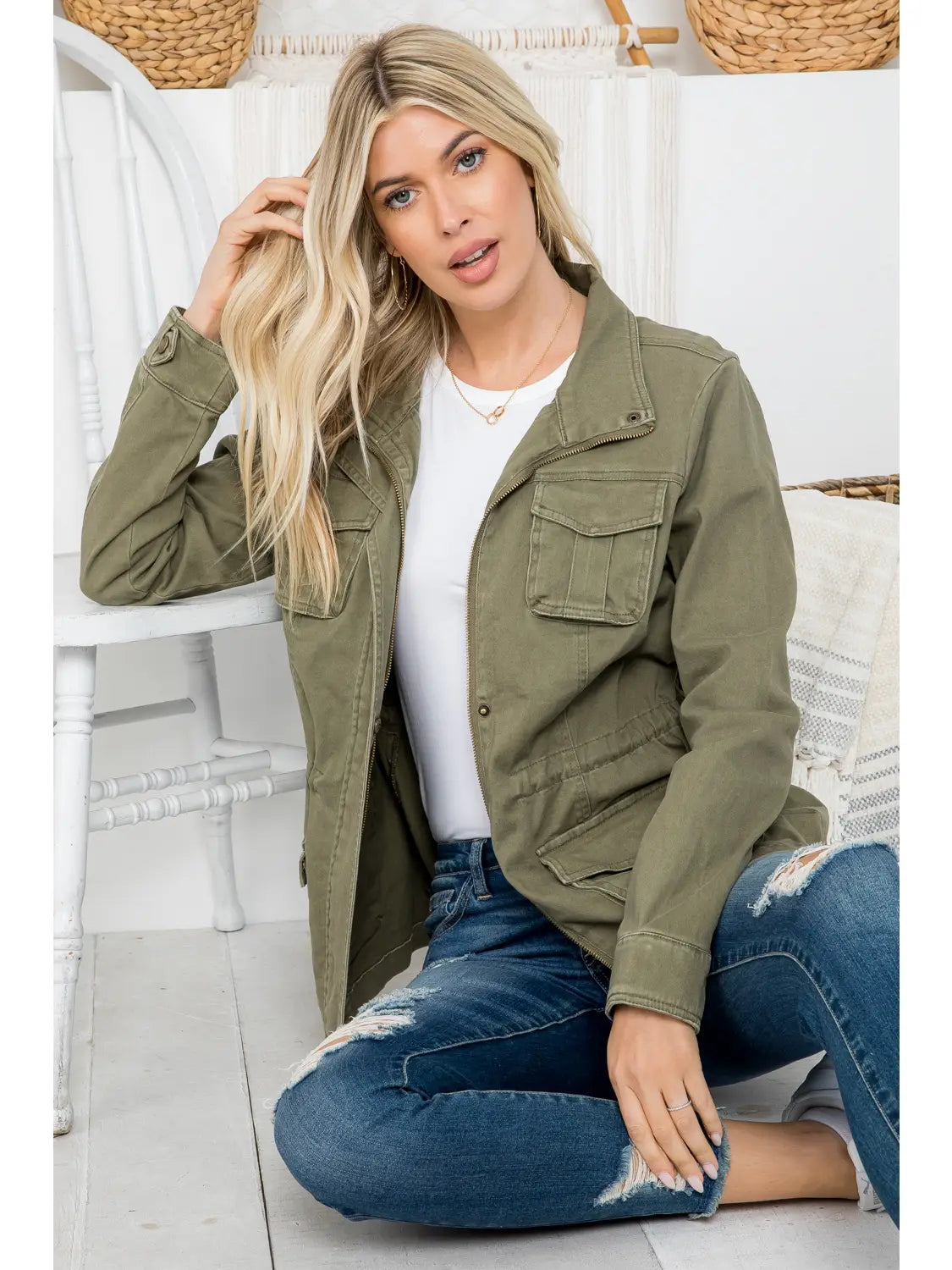 Heavy Twill Garment Washed Anorak Jacket