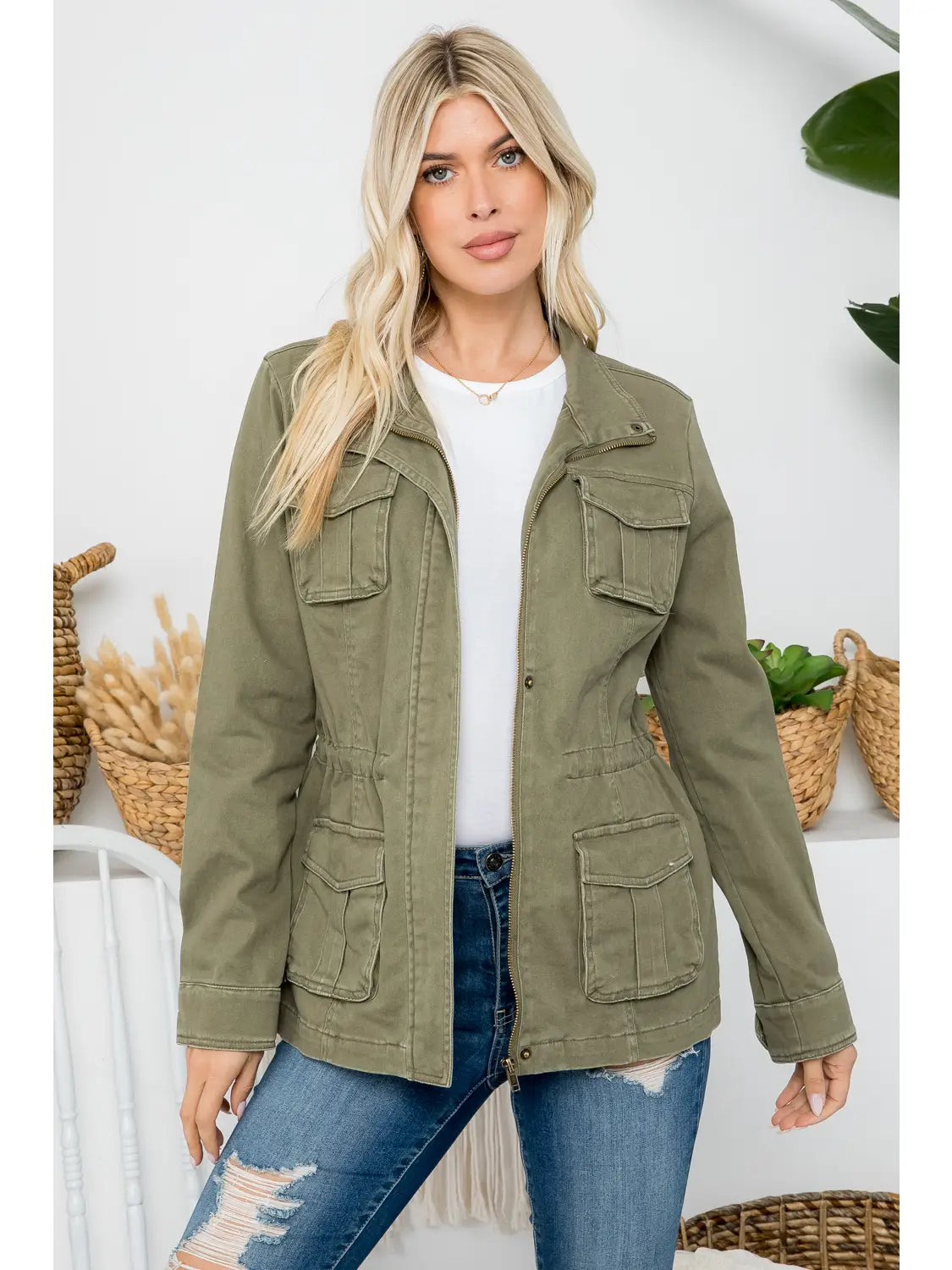 Heavy Twill Garment Washed Anorak Jacket