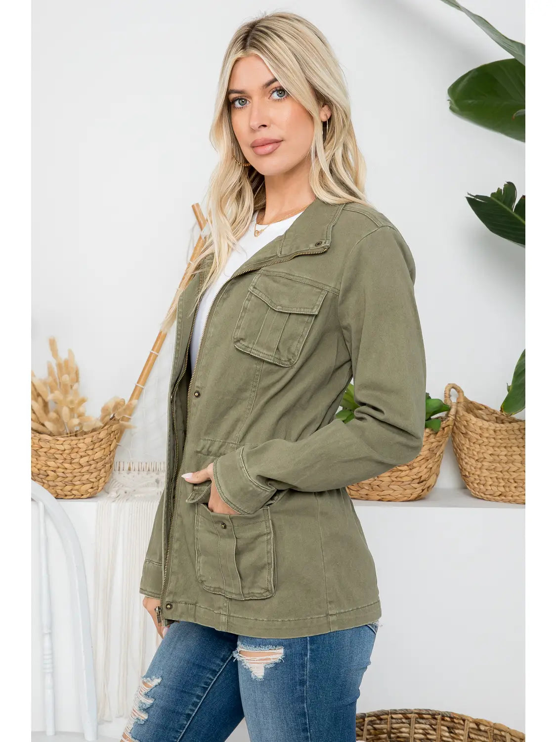 Heavy Twill Garment Washed Anorak Jacket