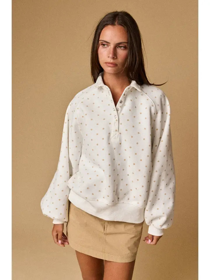 MULTIPLE COLOR OPTIONS; Polka Dot Piper Snap Button Sweater