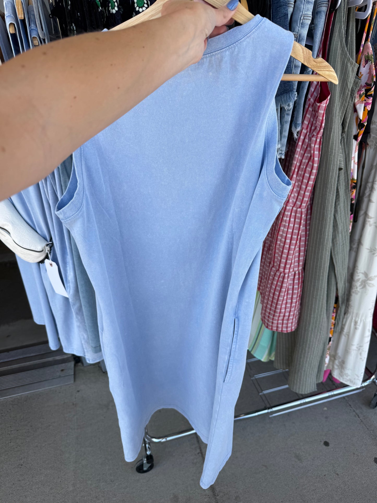Mineral Wash Pocket Tank Mini Dress w/ Pockets