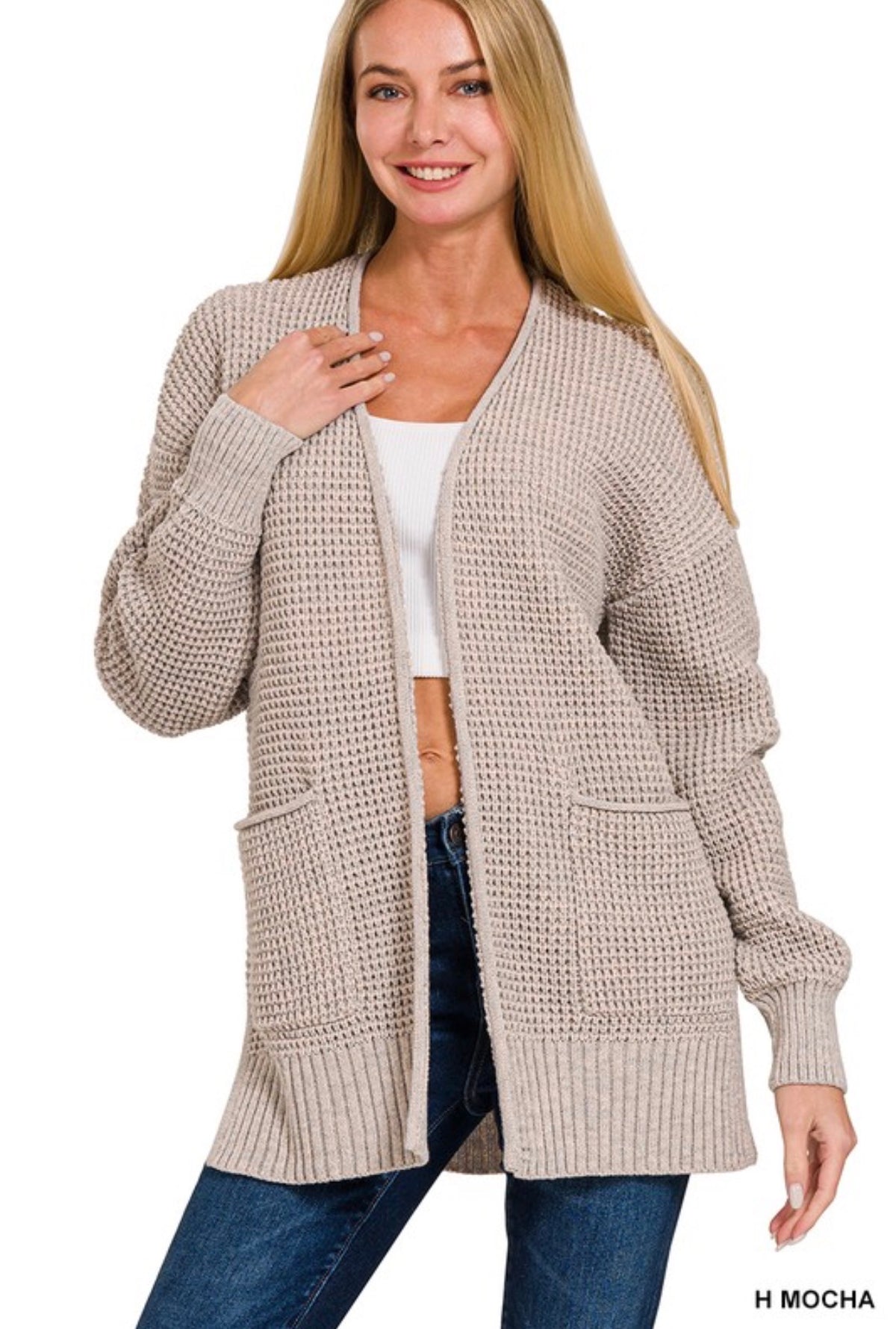 PREORDER: Low Gauge Waffle Open Cardigan Sweater
