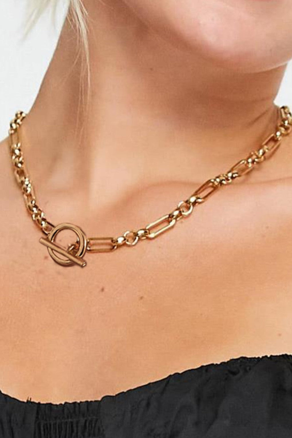 18K Gold Dipped Stainless Steel Layered Chain Necklace