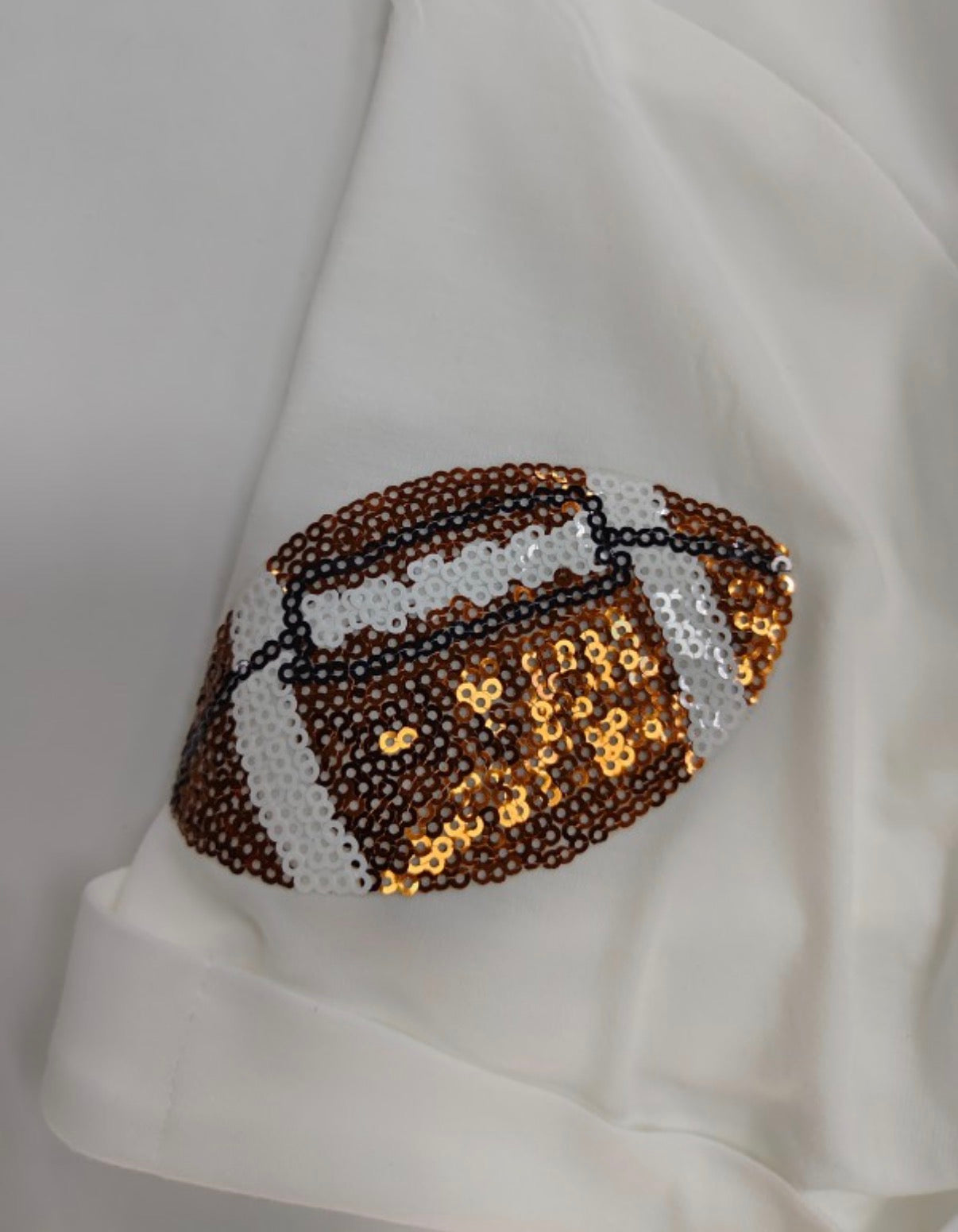 Sequin Rugby Bow Print Round Neck Casual Shift Tee