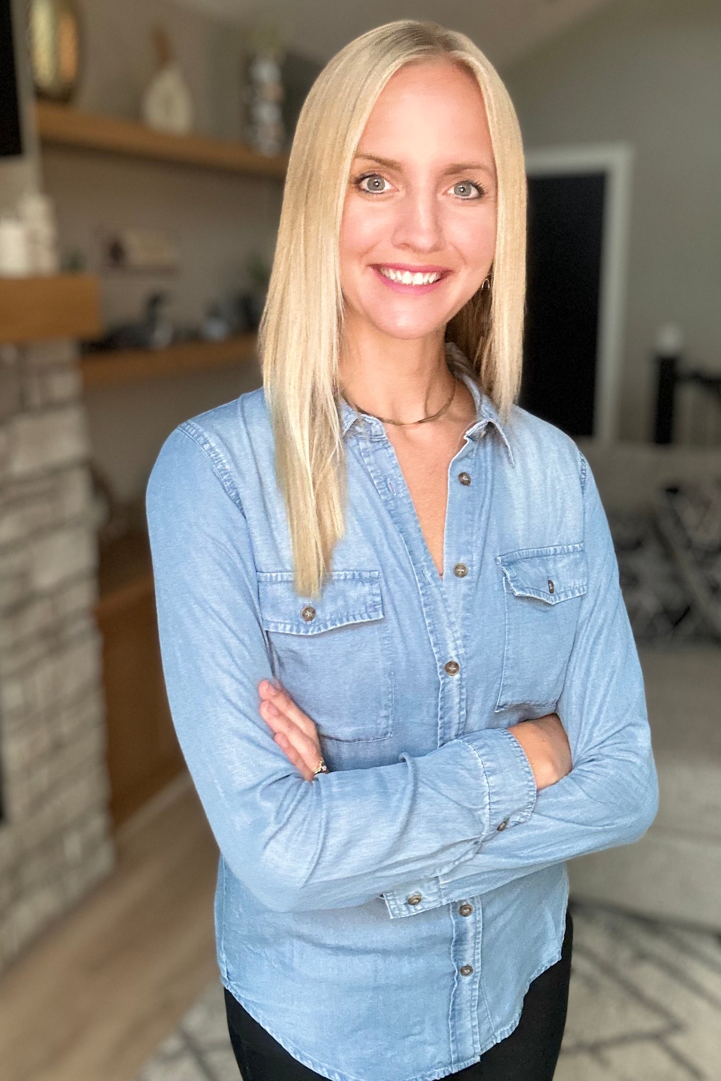 Blue Chambray Button Down Shirt