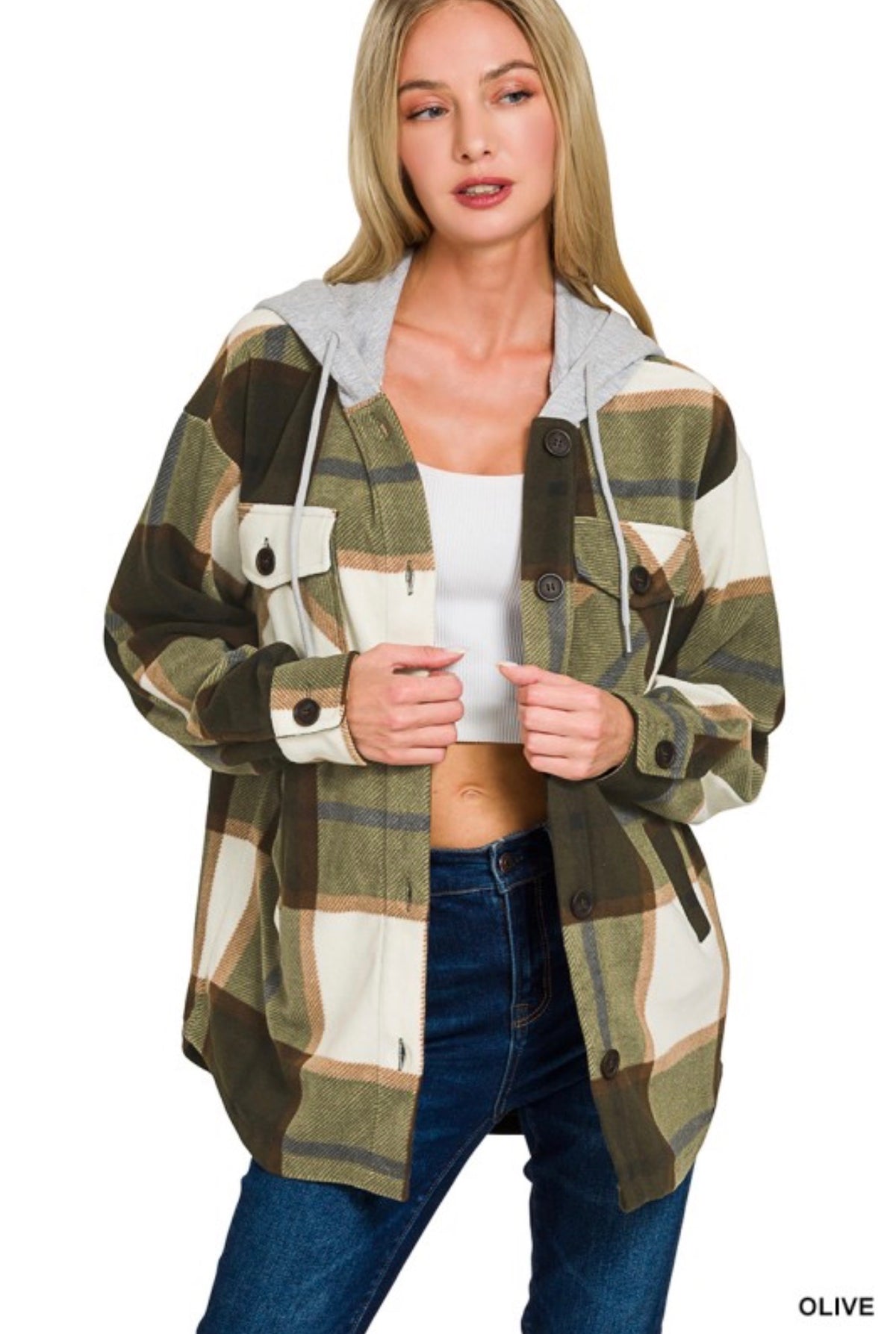 PREORDER: Plaid Drawstring Hooded Fleece