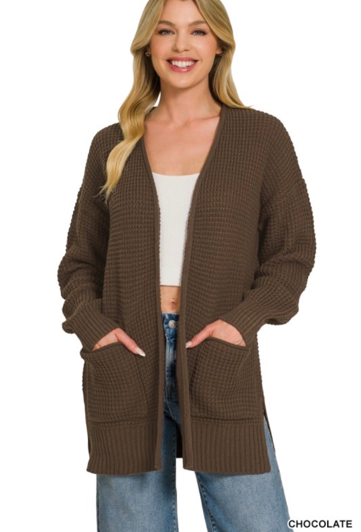 PREORDER: Low Gauge Waffle Open Cardigan Sweater