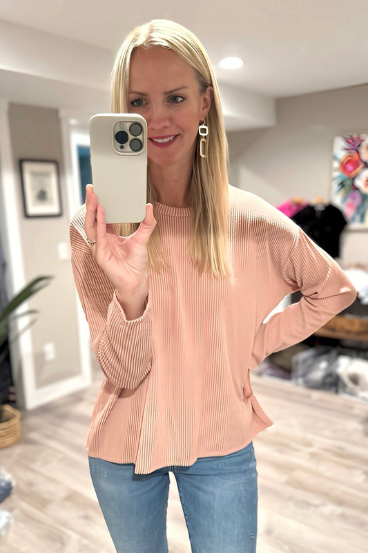 Mauve Moa Rib Top Comfy Sweater