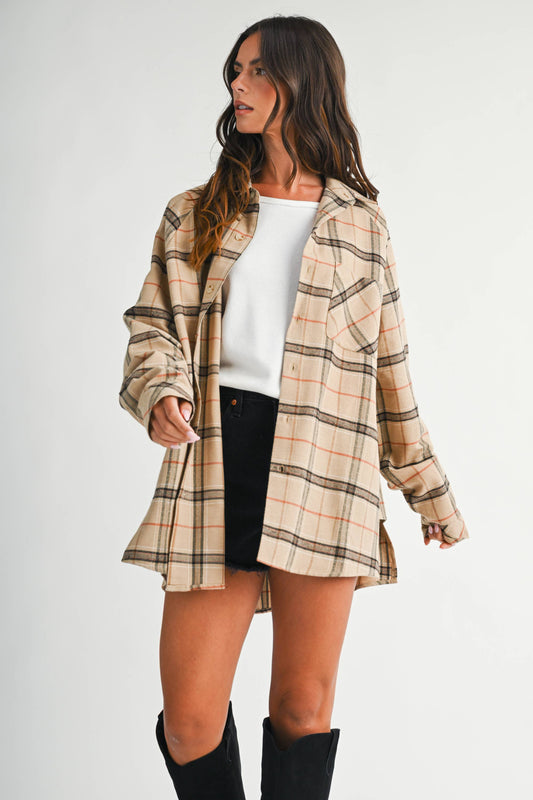8375EN Abri Plaid Flannel Shirt 1: Latte / Contemporary
