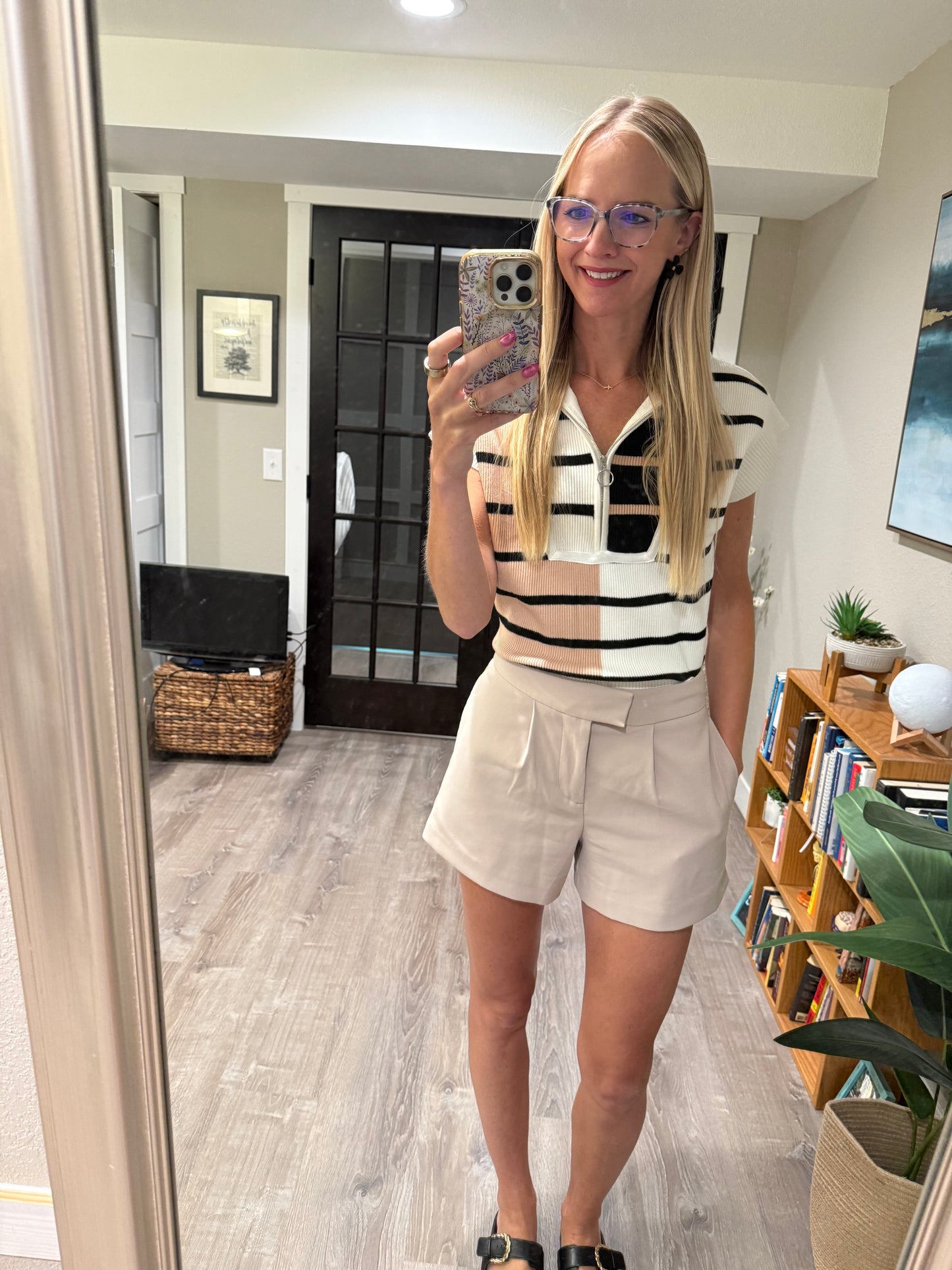 Lonely Traveler Striped Quarter Zip Vest in White