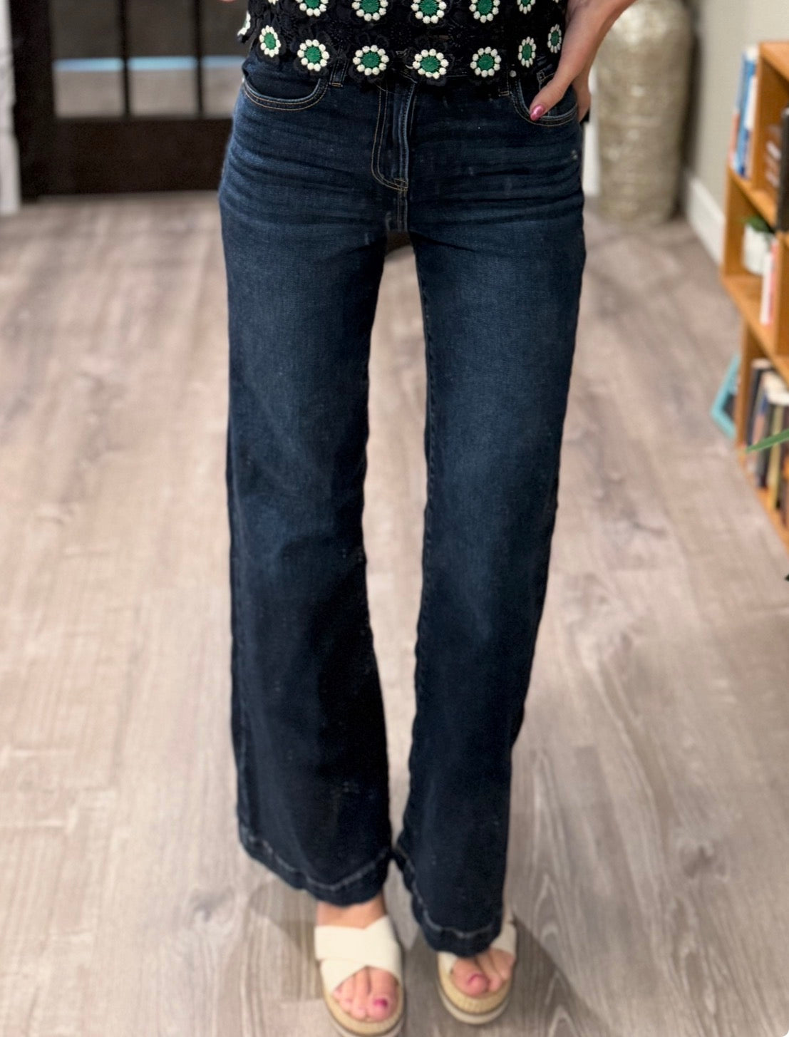 RISEN High Rise Wide Leg Jeans