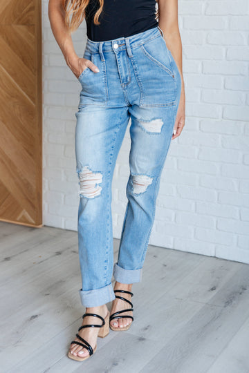 Vervet High Rise Patch Pocket Cargo Straight Jeans | Red Brick main image 1