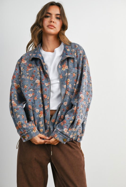 Floral Print Denim Jacket - PREORDER