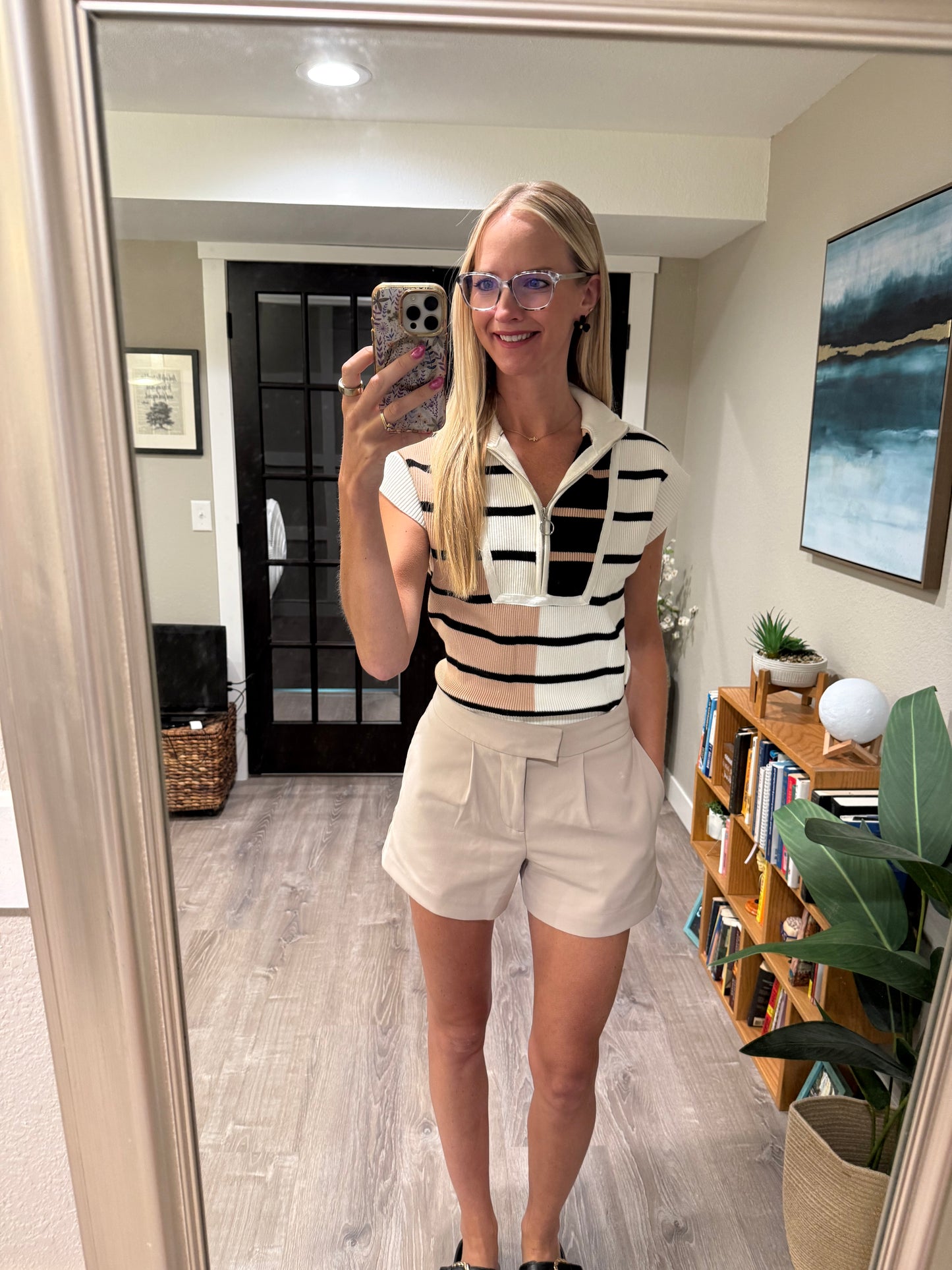 Lonely Traveler Striped Quarter Zip Vest in White