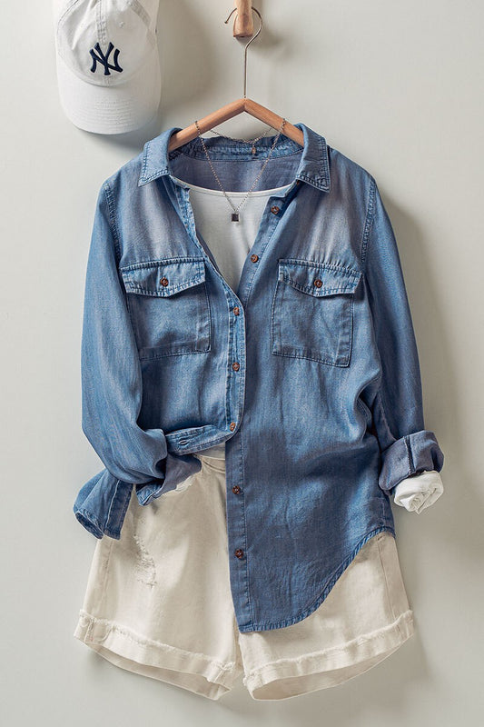 Blue Chambray Button Down Shirt