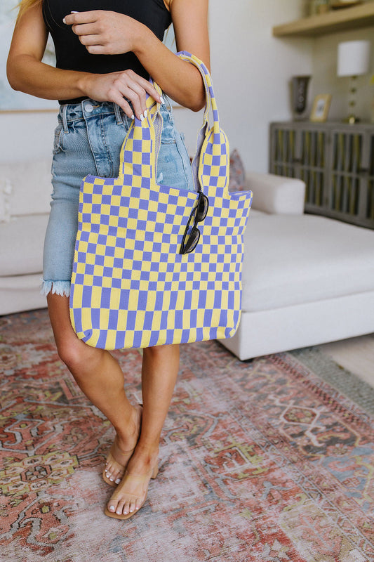 Checkerboard Lazy Wind Big Bag in Lilac & Yellow