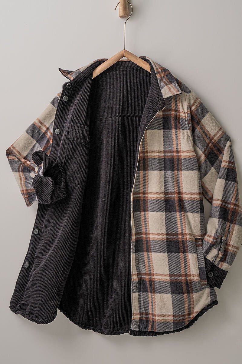 Corduroy and Plaid Flannel Shacket