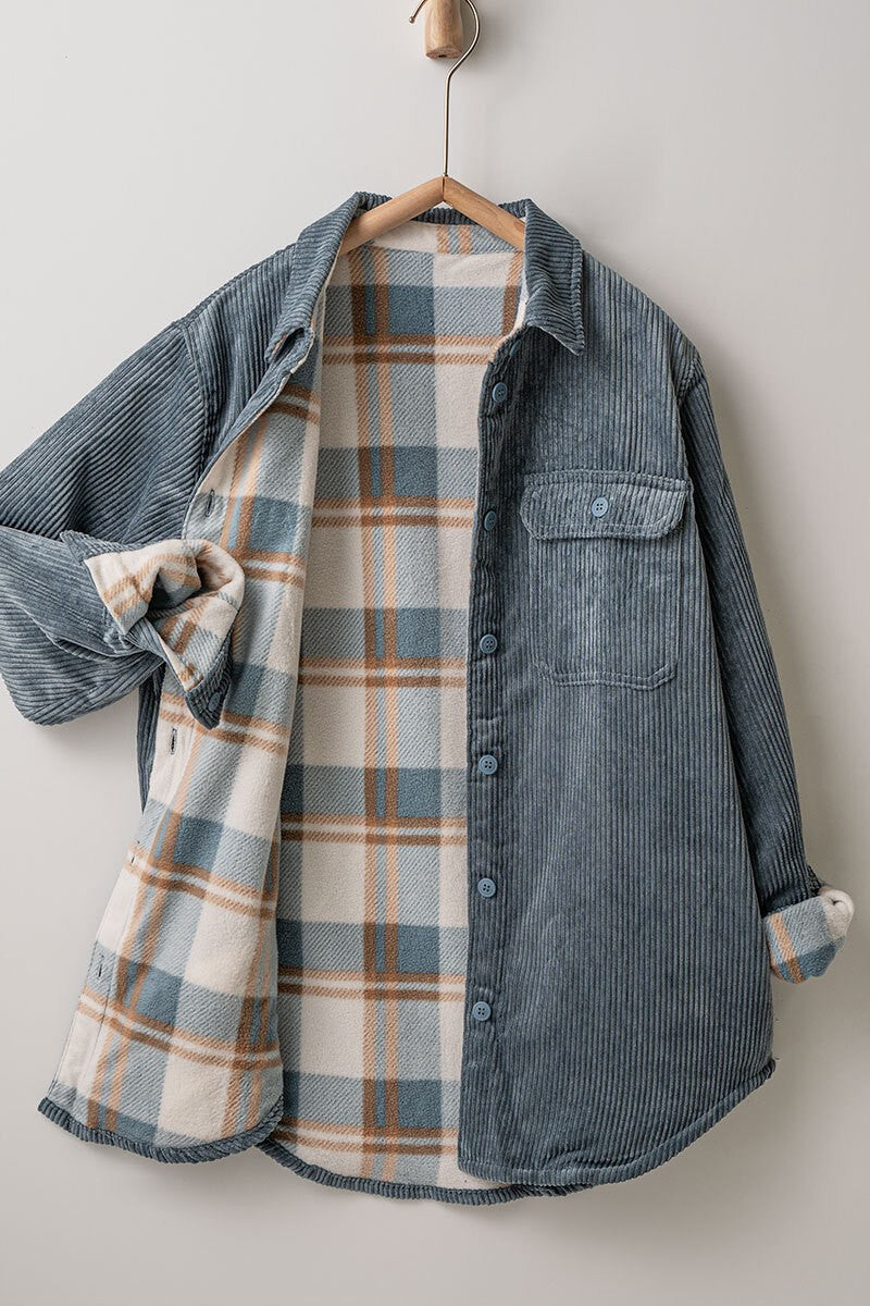 Corduroy and Plaid Flannel Shacket