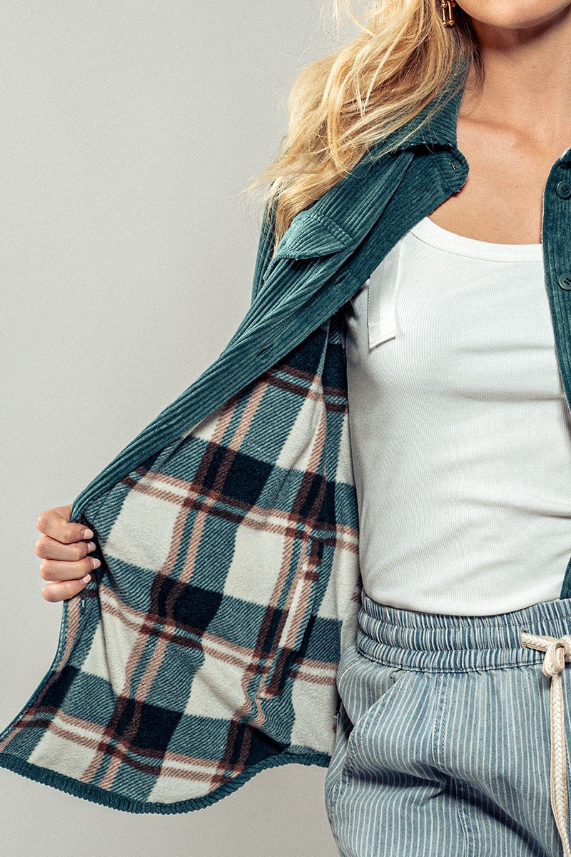 Corduroy and Plaid Flannel Shacket