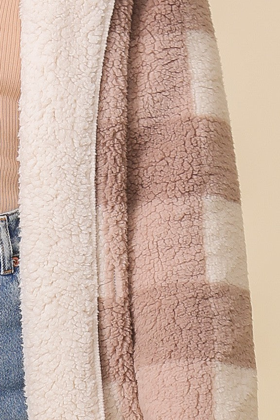 Cozy Plaid Print Teddy Cardigan