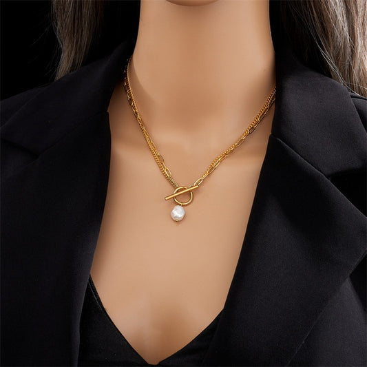 Dainty 18K Gold Plated Stainless Steel Chain Multi Layer Necklace