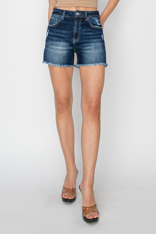 Risen Jeans Shorts High Rise Dark Color