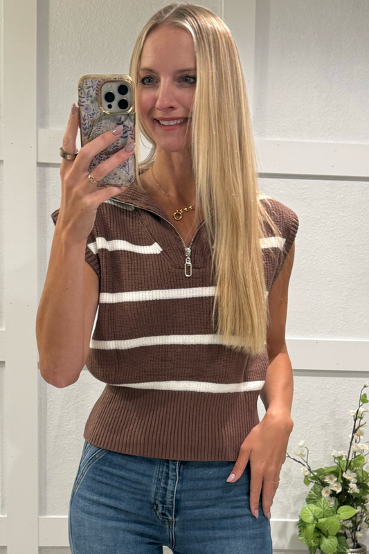 Tea Service 1/4 Zip Sleeveless Sweater
