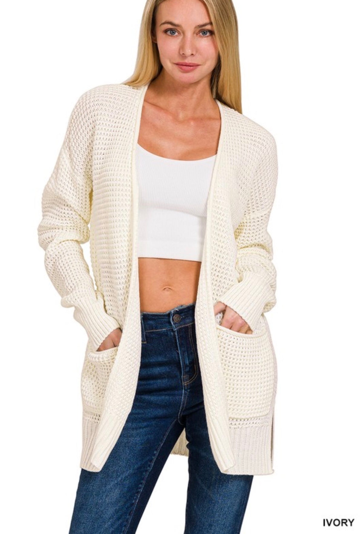 PREORDER: Low Gauge Waffle Open Cardigan Sweater