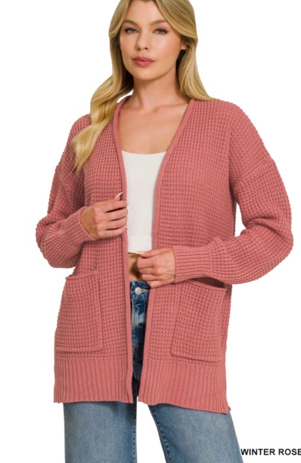 PREORDER: Low Gauge Waffle Open Cardigan Sweater