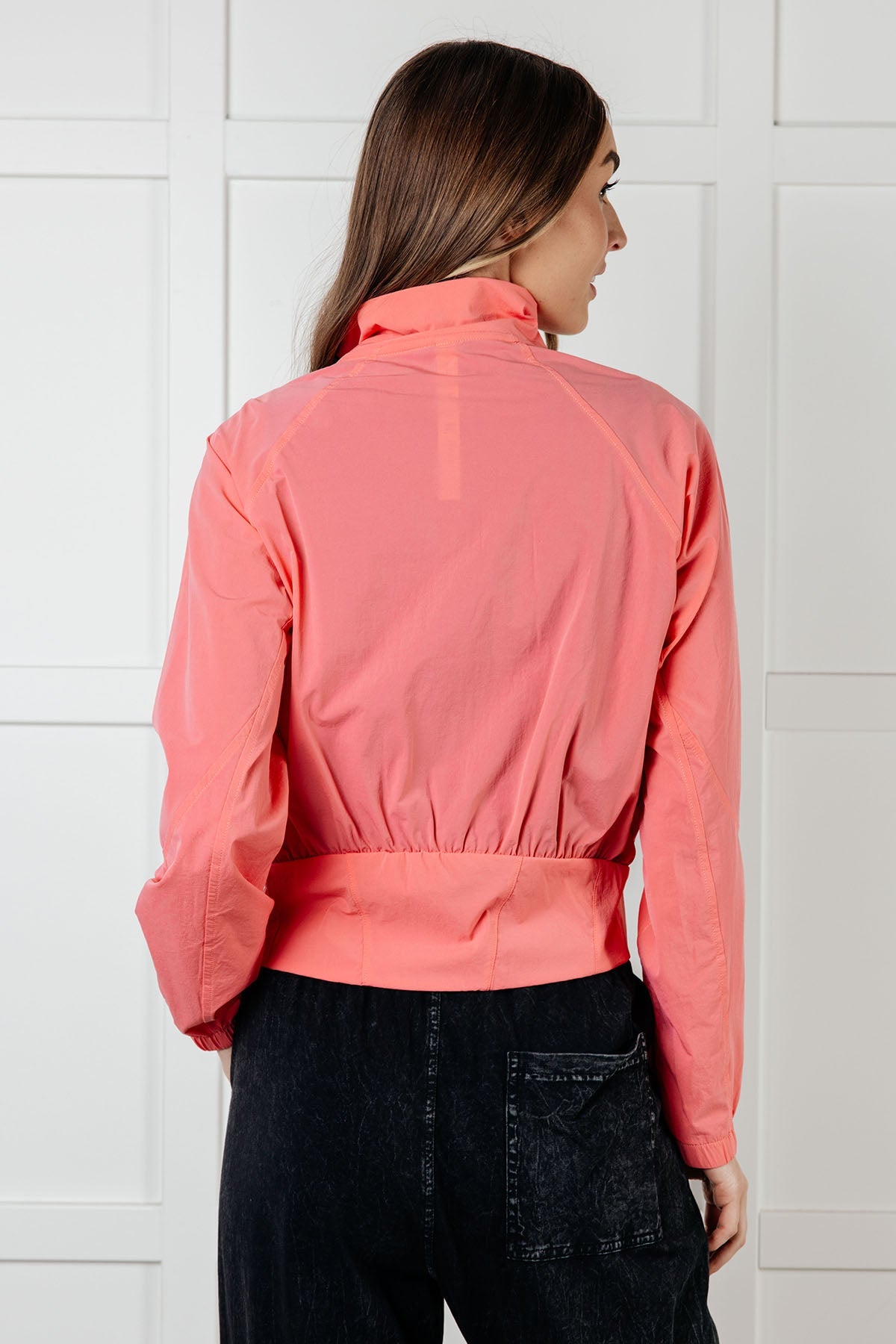 Fit Happens Nylon Athletic Jacket in Coral Rose