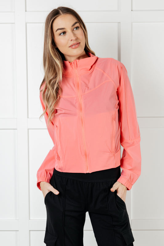 Fit Happens Nylon Athletic Jacket in Coral Rose