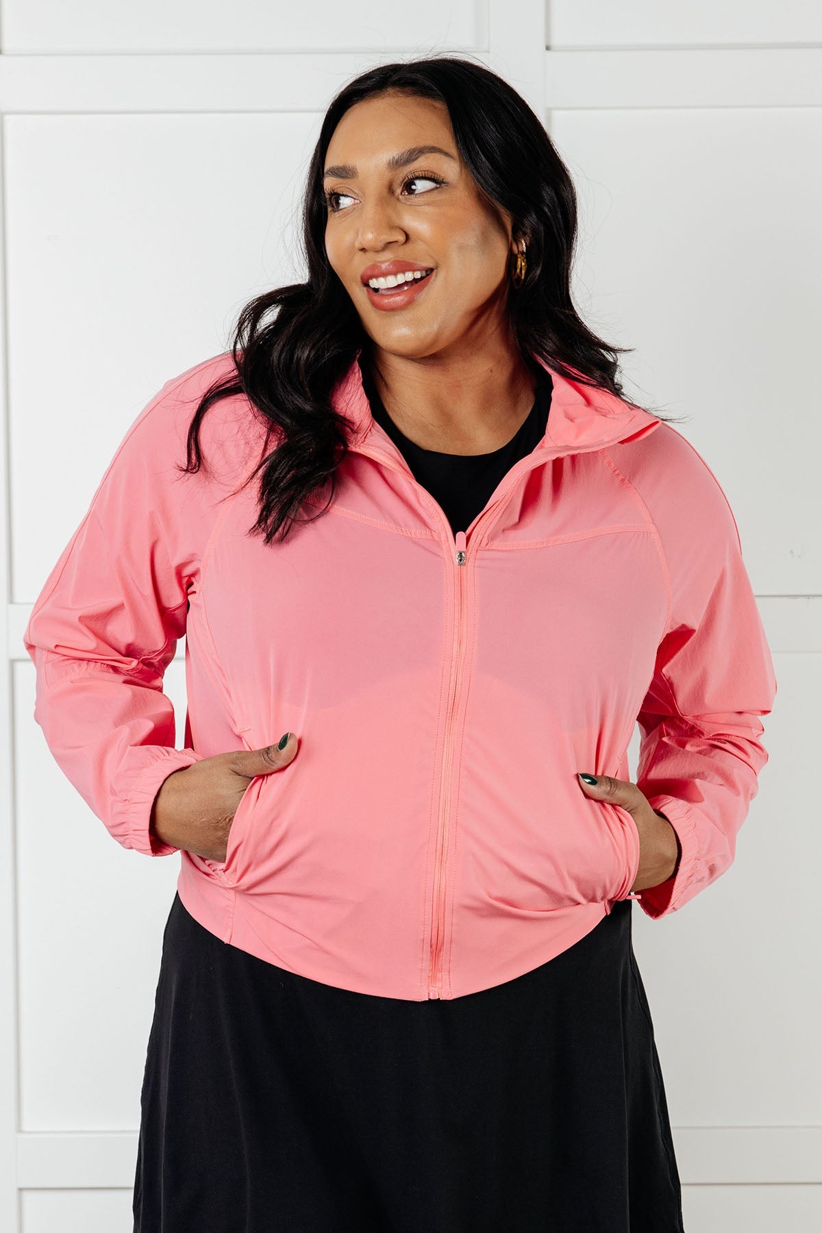 Fit Happens Nylon Athletic Jacket in Coral Rose