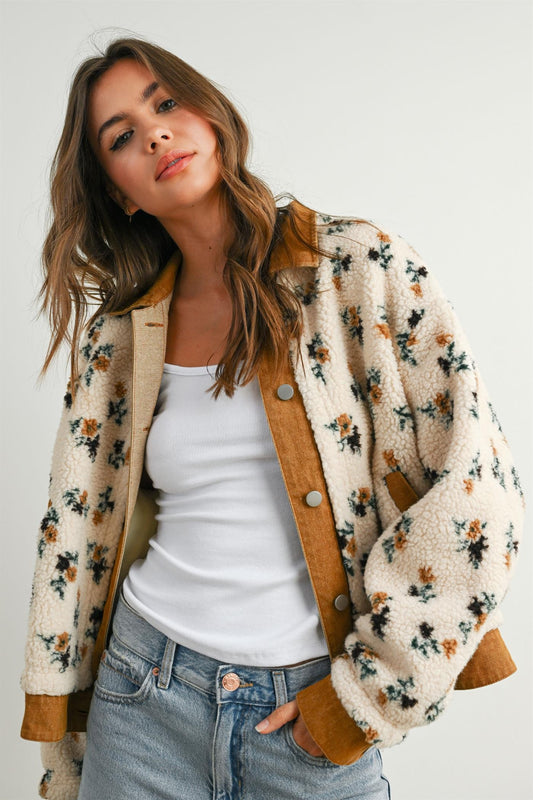 Floral Collared Button-down Jacket