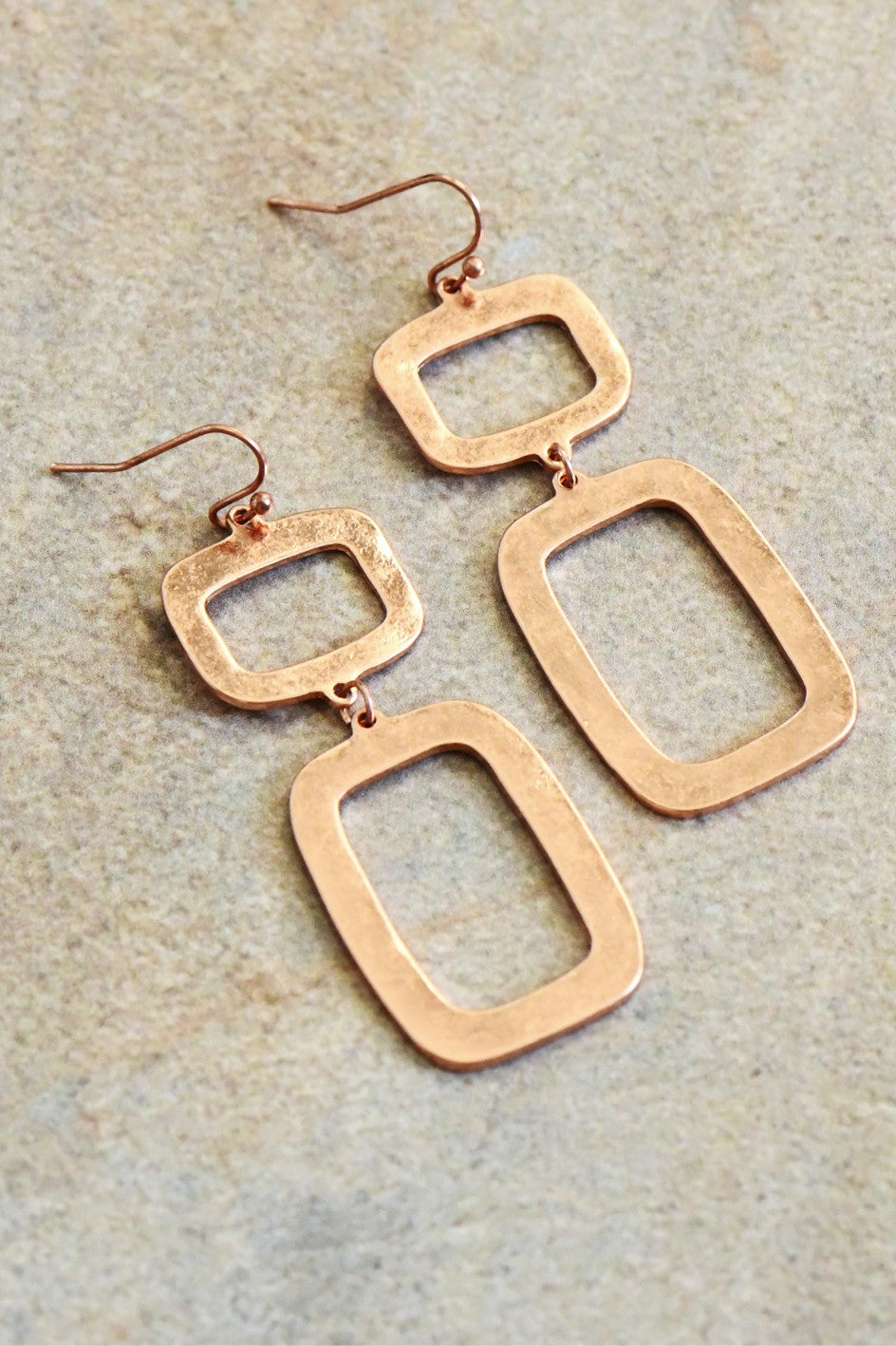 Gold or Silver Hammered Metal Drop Earrings