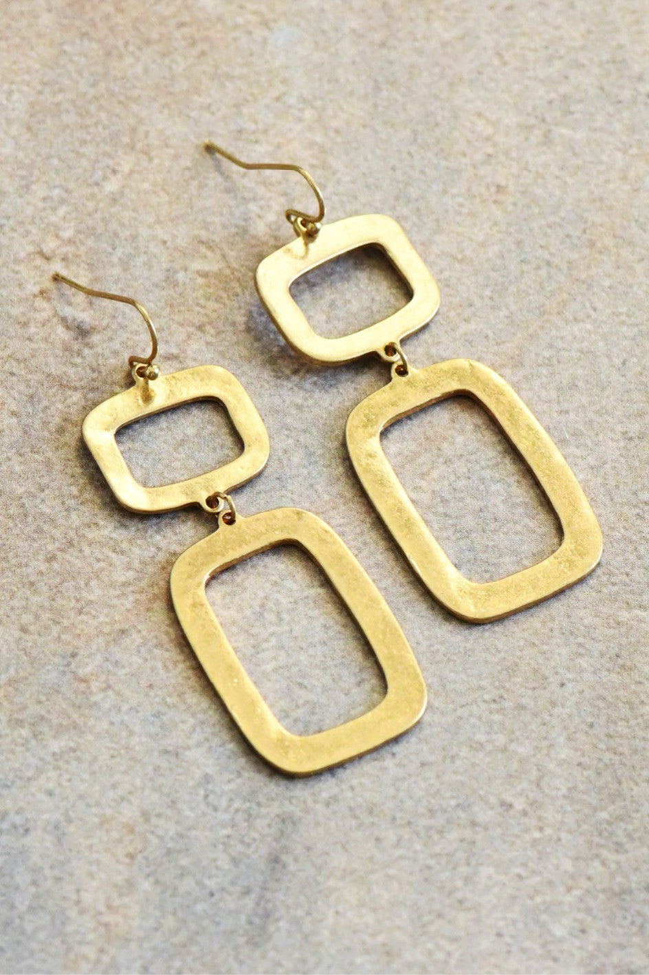 Gold or Silver Hammered Metal Drop Earrings