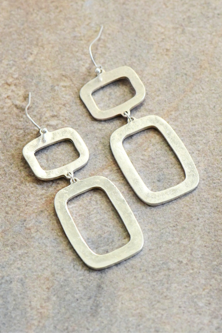 Gold or Silver Hammered Metal Drop Earrings