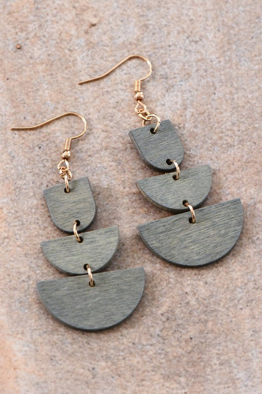 Gray Wooden Drop Earrings