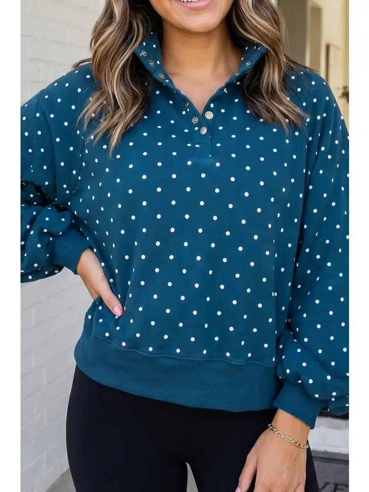 MULTIPLE COLORS: Polka Dot Pullover Sweatshirt
