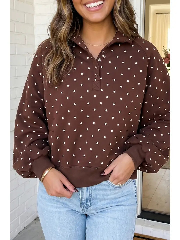 MULTIPLE COLORS: Polka Dot Pullover Sweatshirt