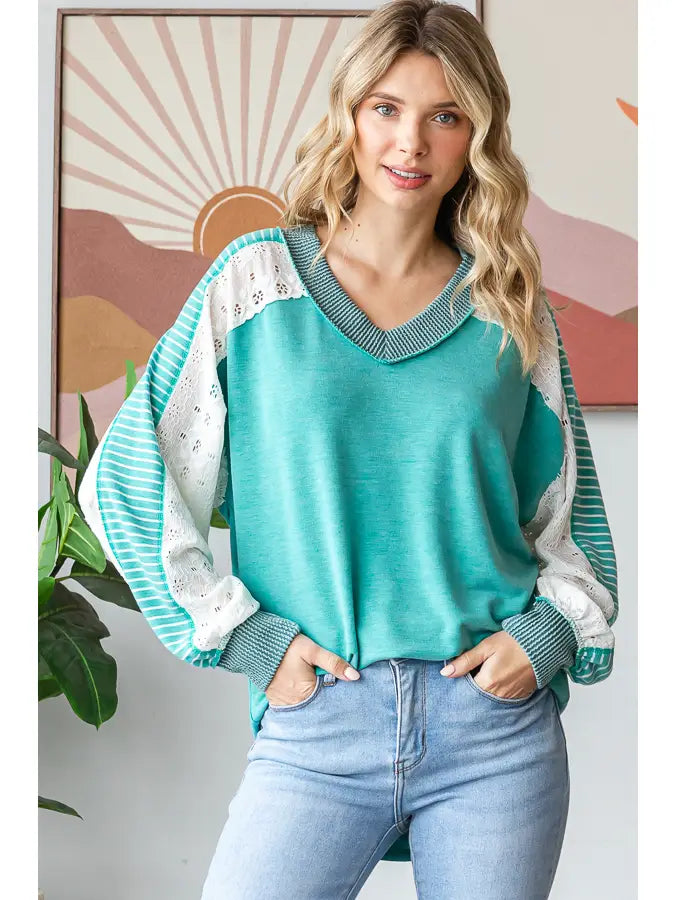 Multi-Fabric Fashion Top