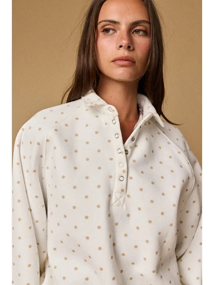 MULTIPLE COLOR OPTIONS; Polka Dot Piper Snap Button Sweater