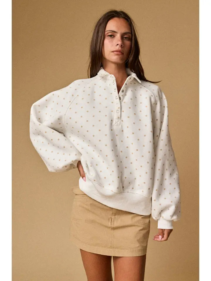 MULTIPLE COLOR OPTIONS; Polka Dot Piper Snap Button Sweater