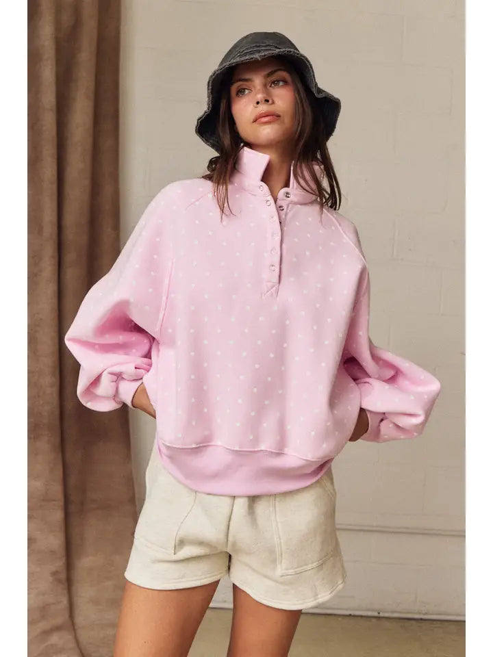 MULTIPLE COLOR OPTIONS; Polka Dot Piper Snap Button Sweater
