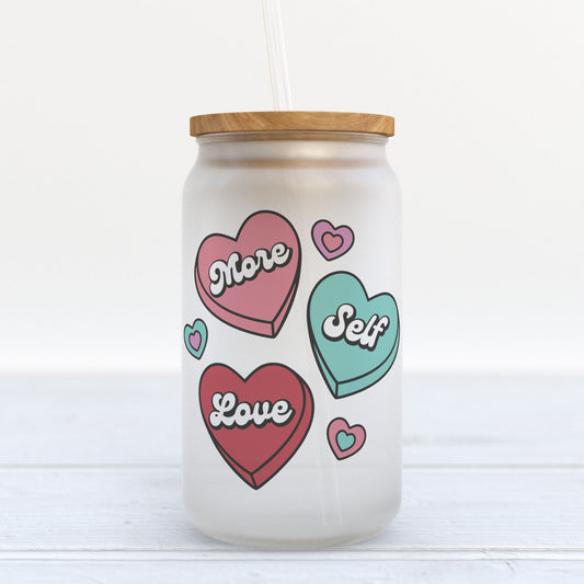 Retro Self Love Valentines Day Glass Can Tumbler