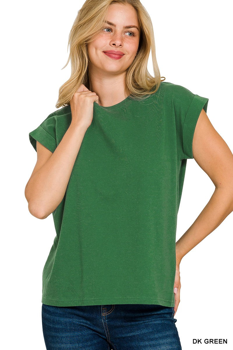 PREORDER Round Neck Folded Short Sleeve T-shirt