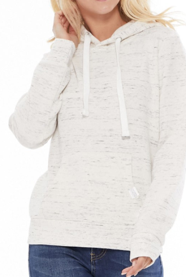 White Cream Stretch French Terry Pullover Hoodie