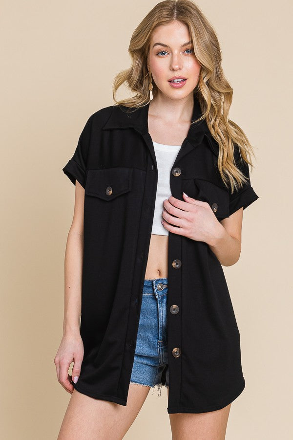 Black-Solid-Button-Down-Fall-Fashion-Top